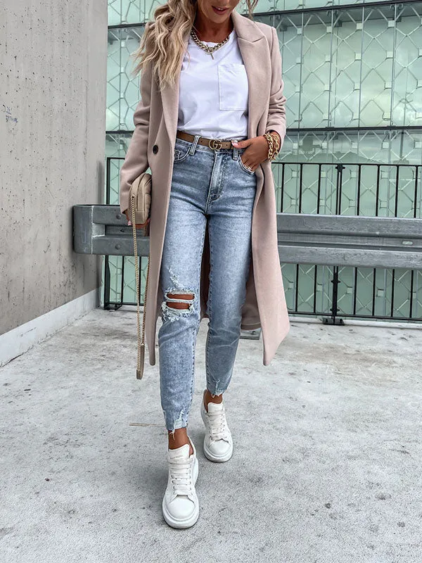 Button Front Maxi Woolen Coat