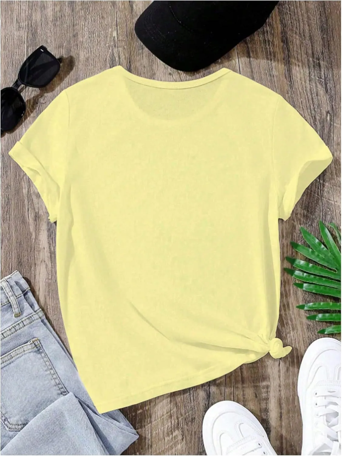 Floerns Girl's Smiling Face Graphic Crew Neck T Shirt Short Sleeve Casual Cute Tee Top