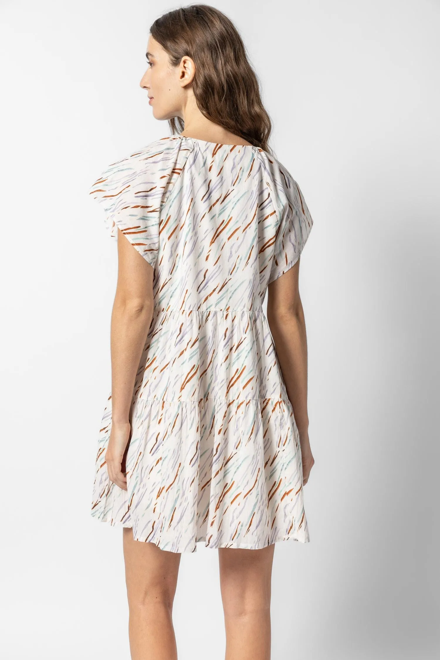 Flutter Sleeve Tiered Dress