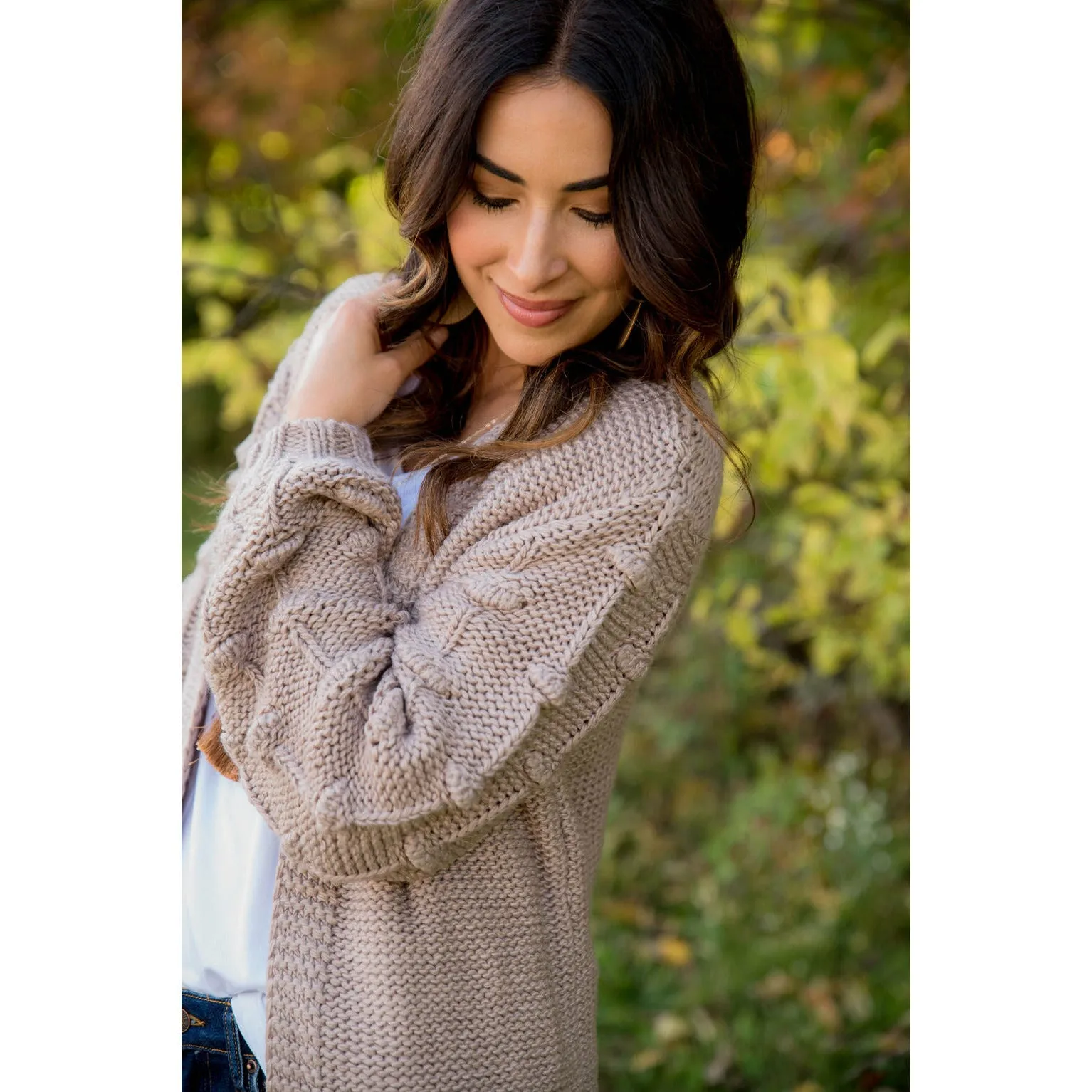 Knitted Detailed Sleeve Cardigan