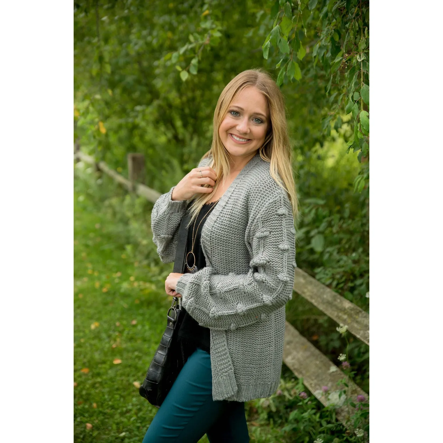 Knitted Detailed Sleeve Cardigan