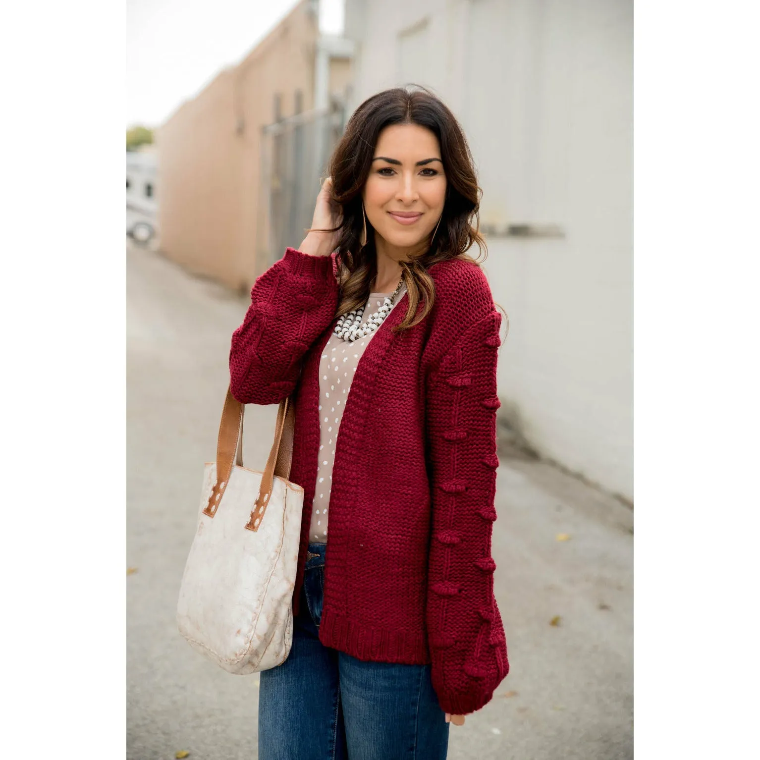 Knitted Detailed Sleeve Cardigan