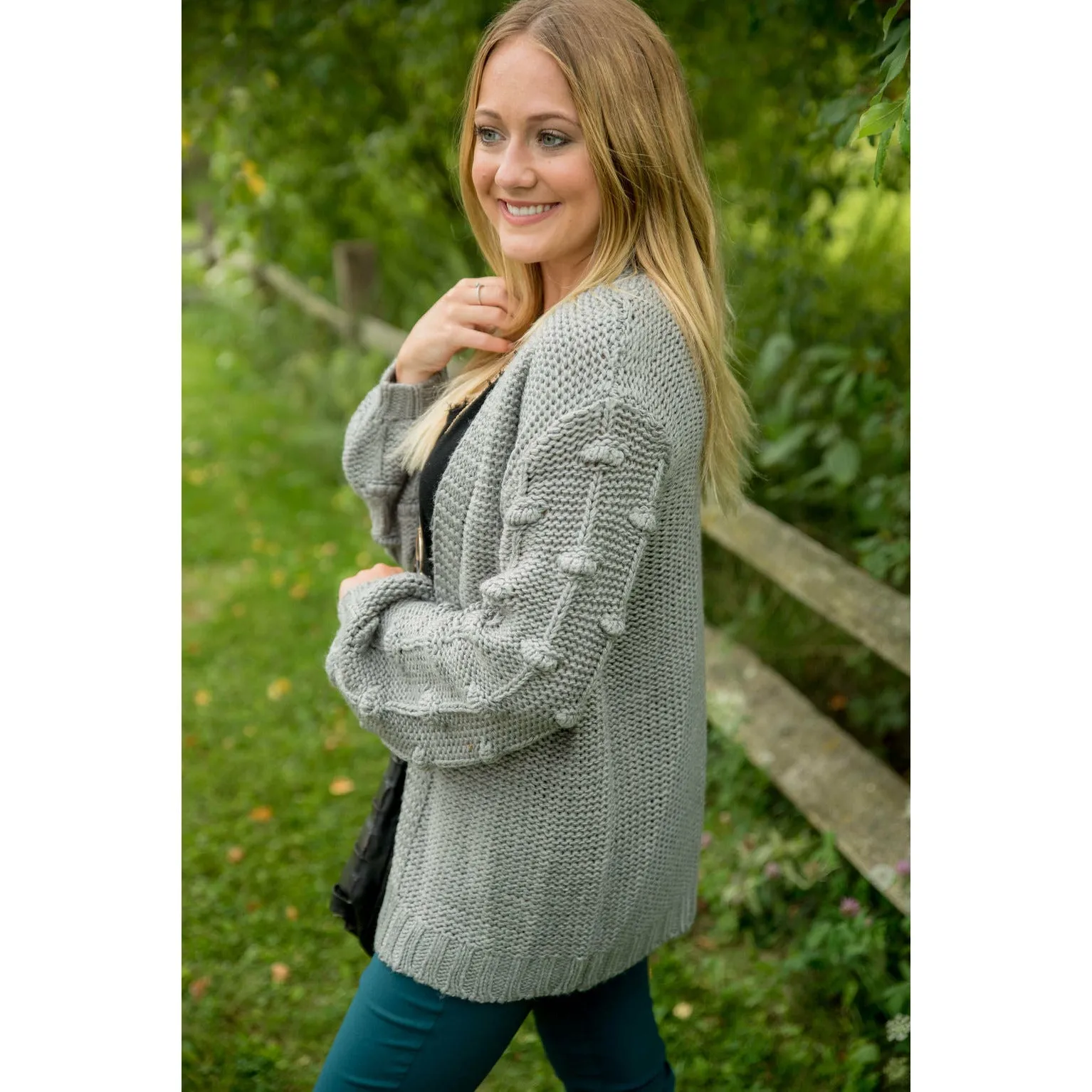 Knitted Detailed Sleeve Cardigan