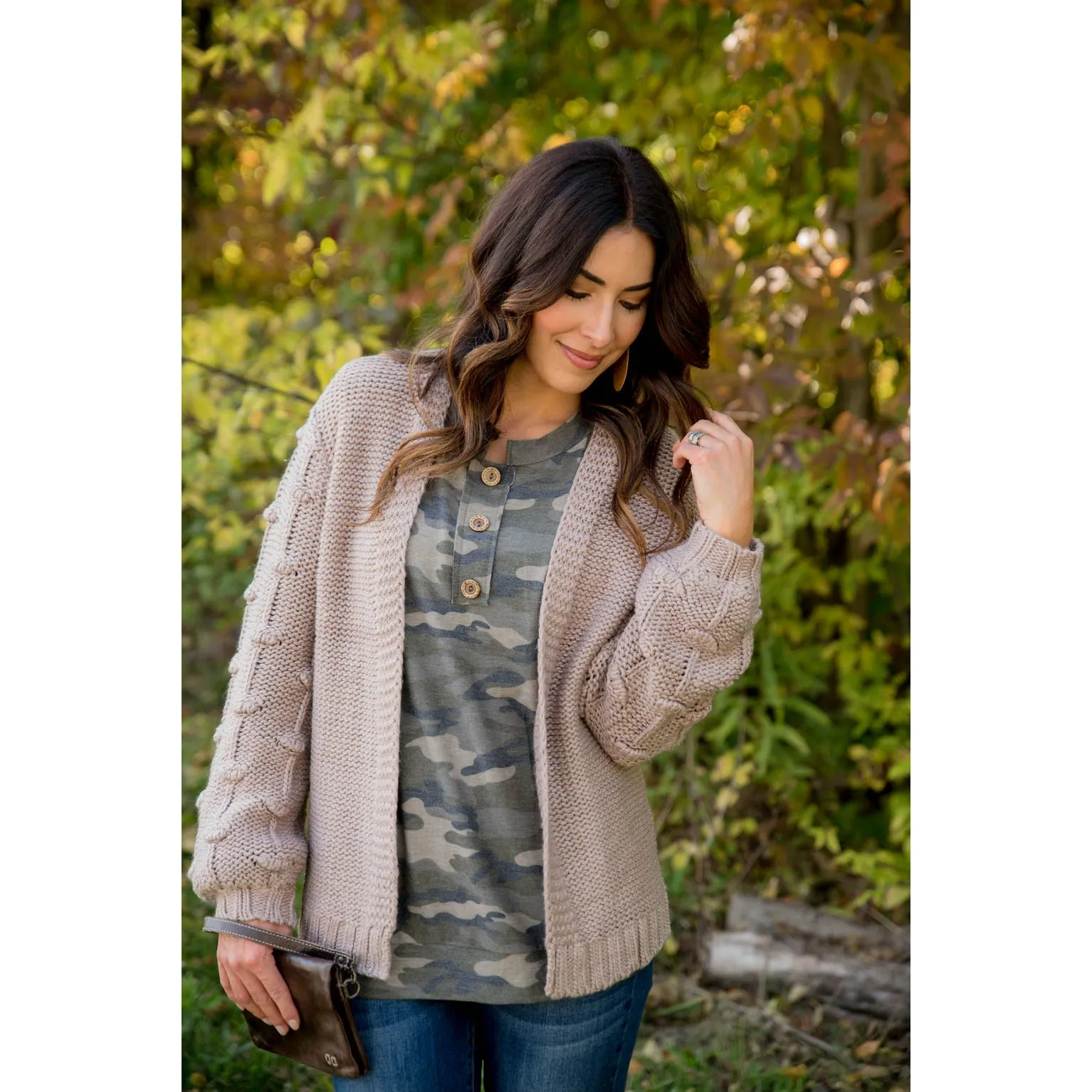 Knitted Detailed Sleeve Cardigan