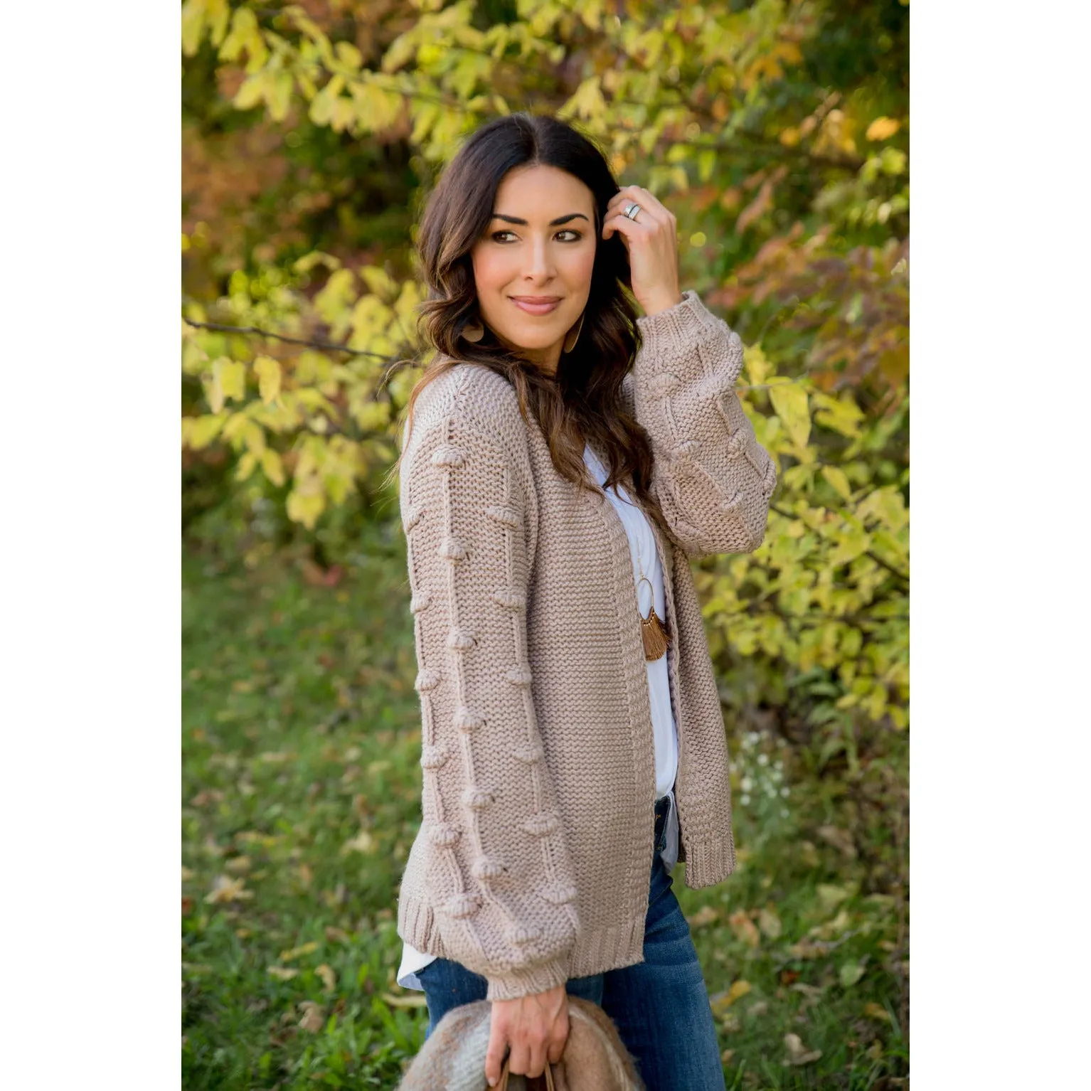 Knitted Detailed Sleeve Cardigan