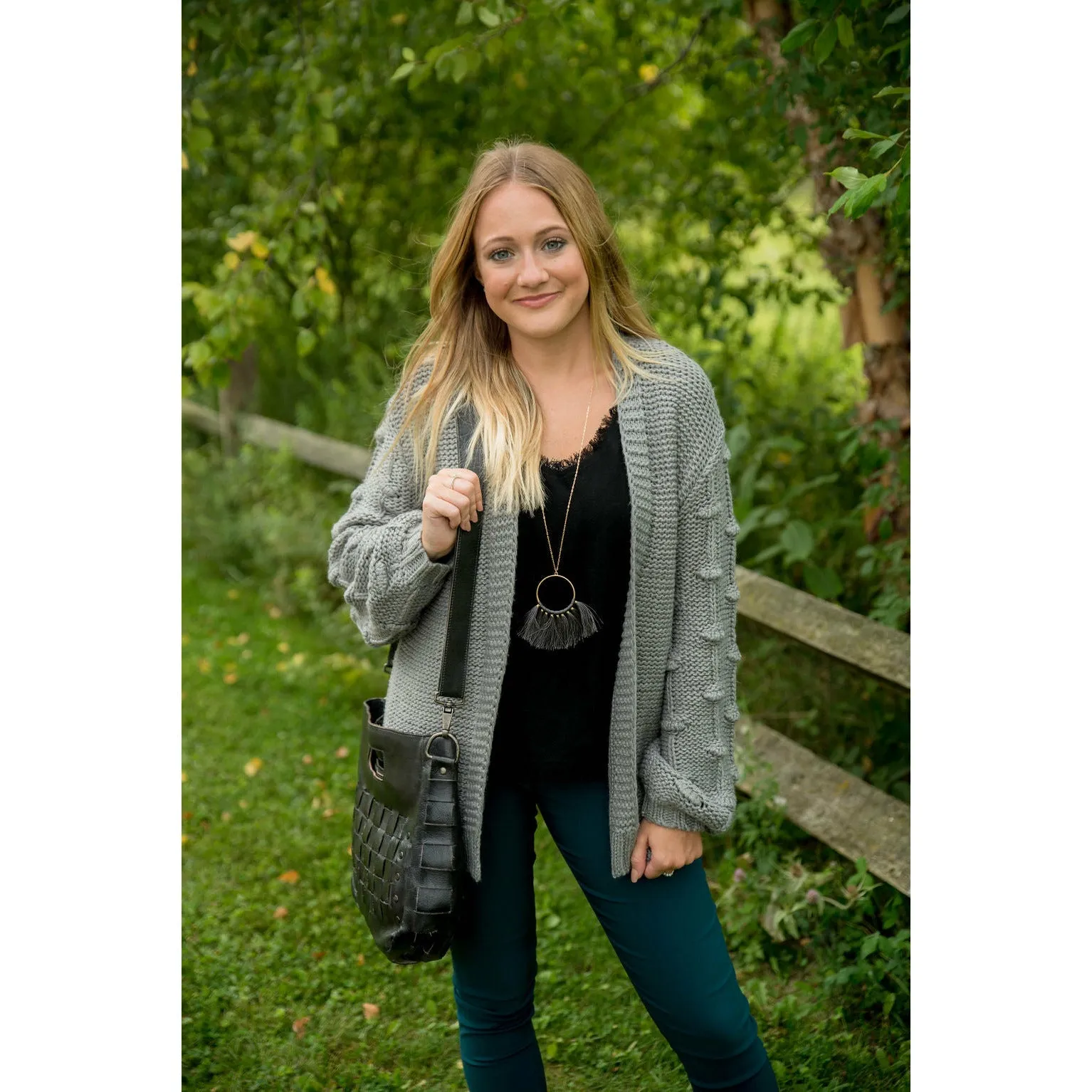 Knitted Detailed Sleeve Cardigan