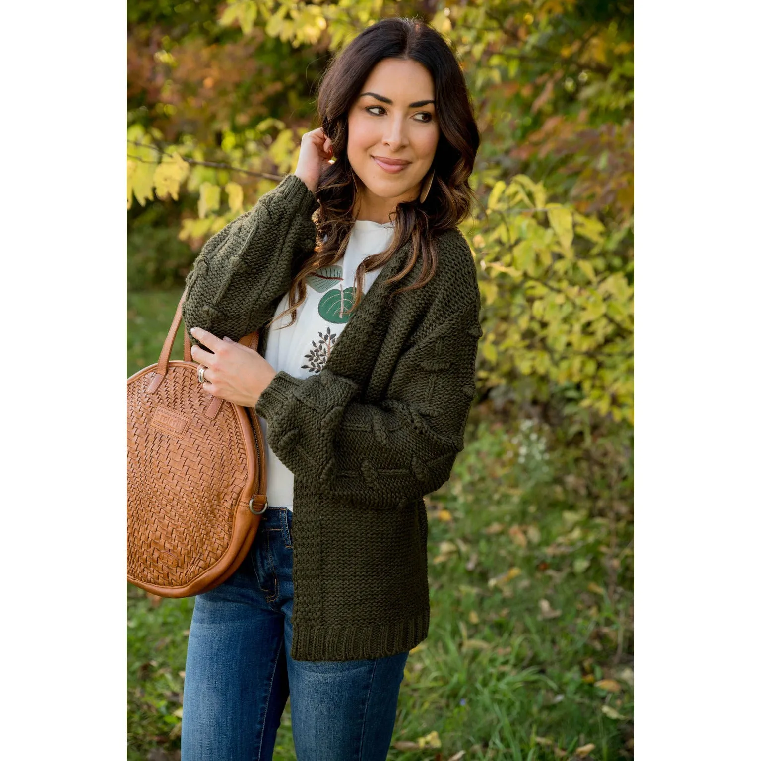 Knitted Detailed Sleeve Cardigan
