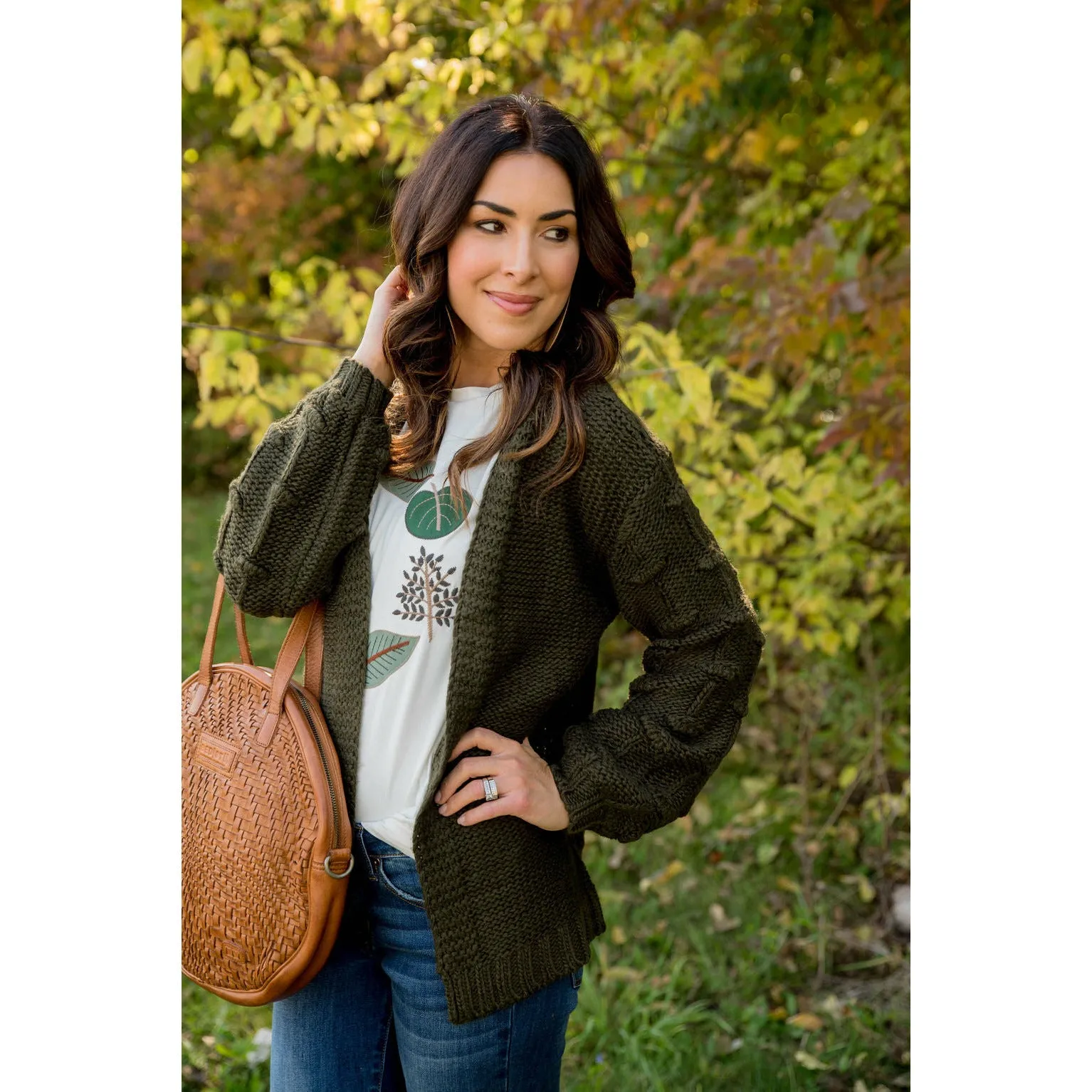 Knitted Detailed Sleeve Cardigan