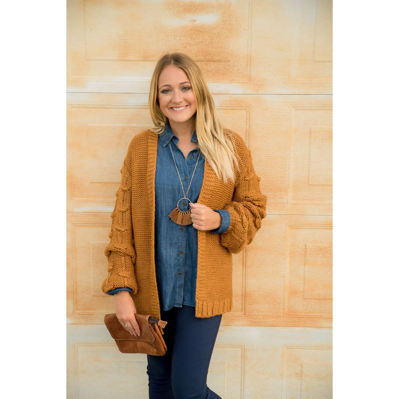Knitted Detailed Sleeve Cardigan