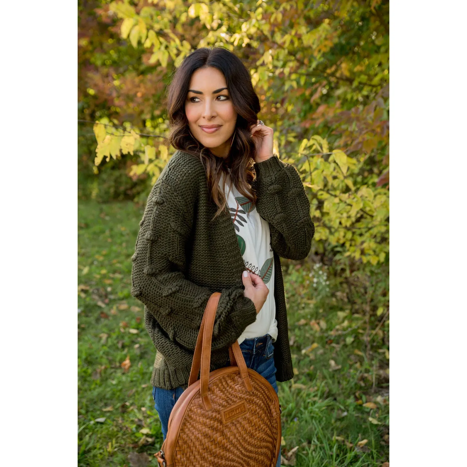 Knitted Detailed Sleeve Cardigan