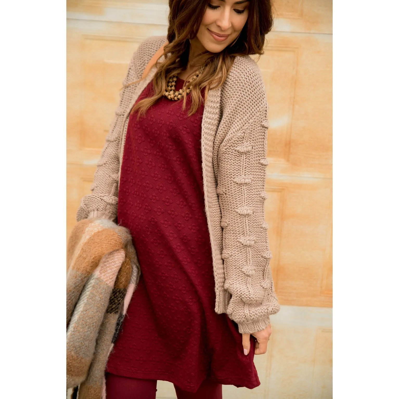 Knitted Detailed Sleeve Cardigan