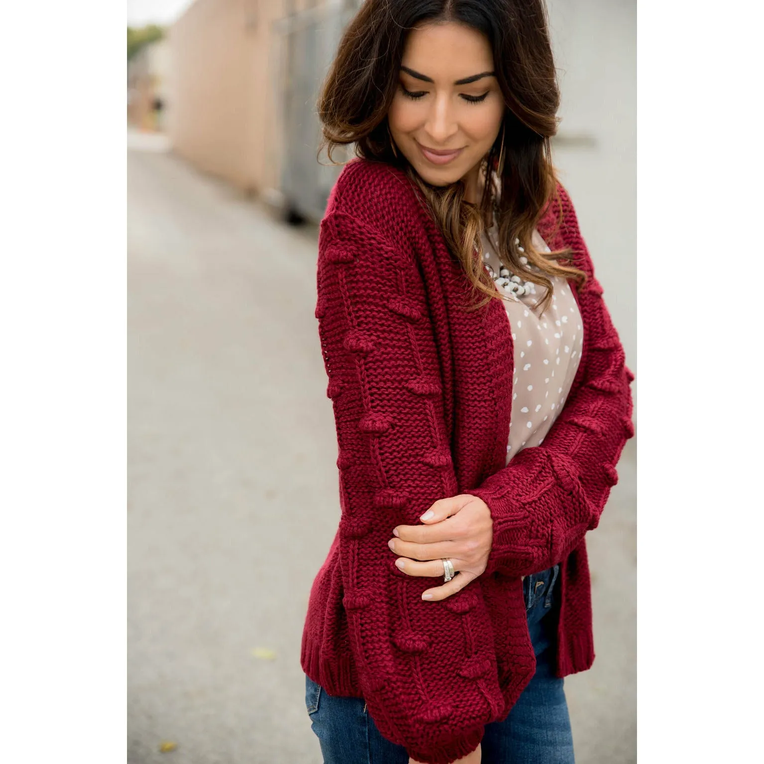 Knitted Detailed Sleeve Cardigan