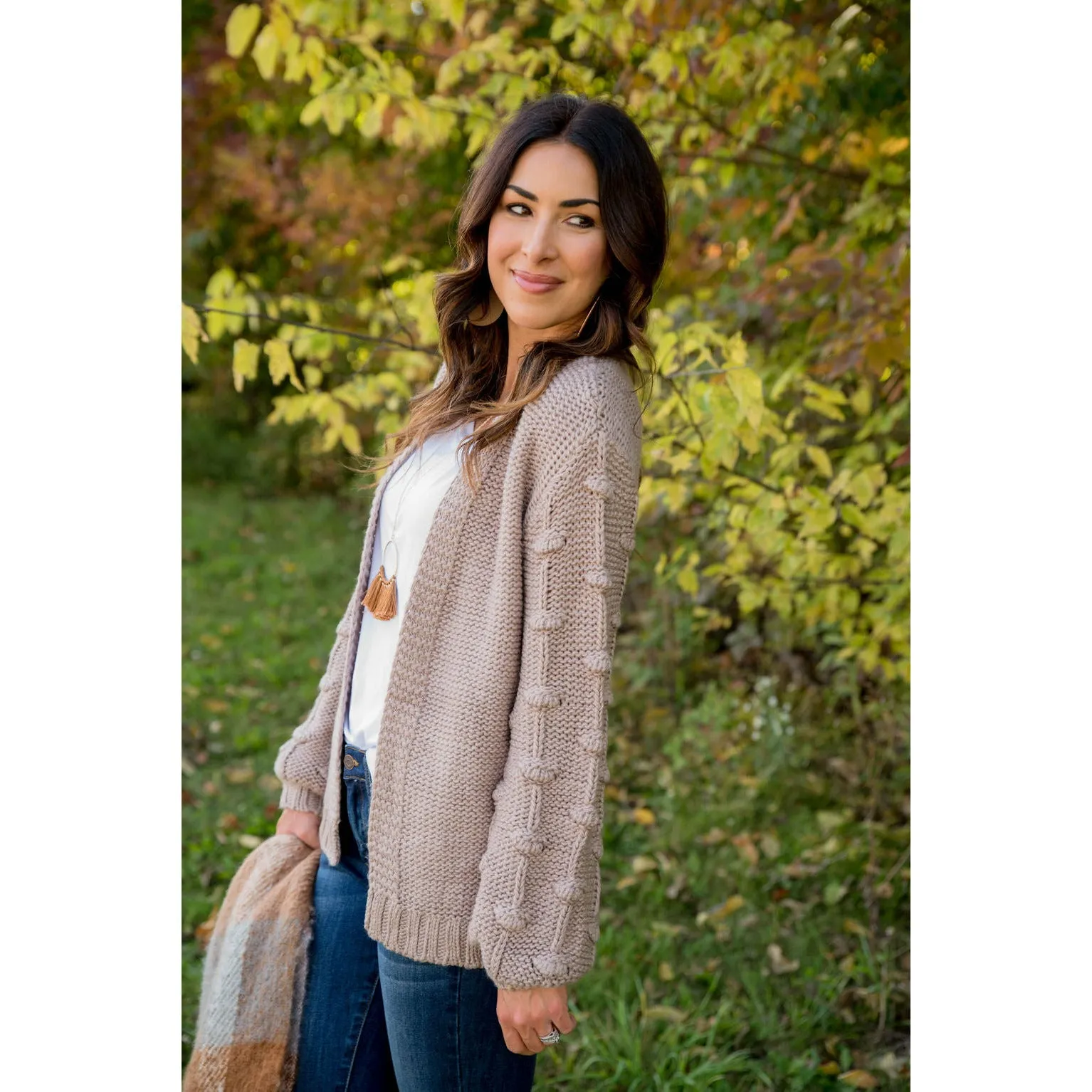 Knitted Detailed Sleeve Cardigan
