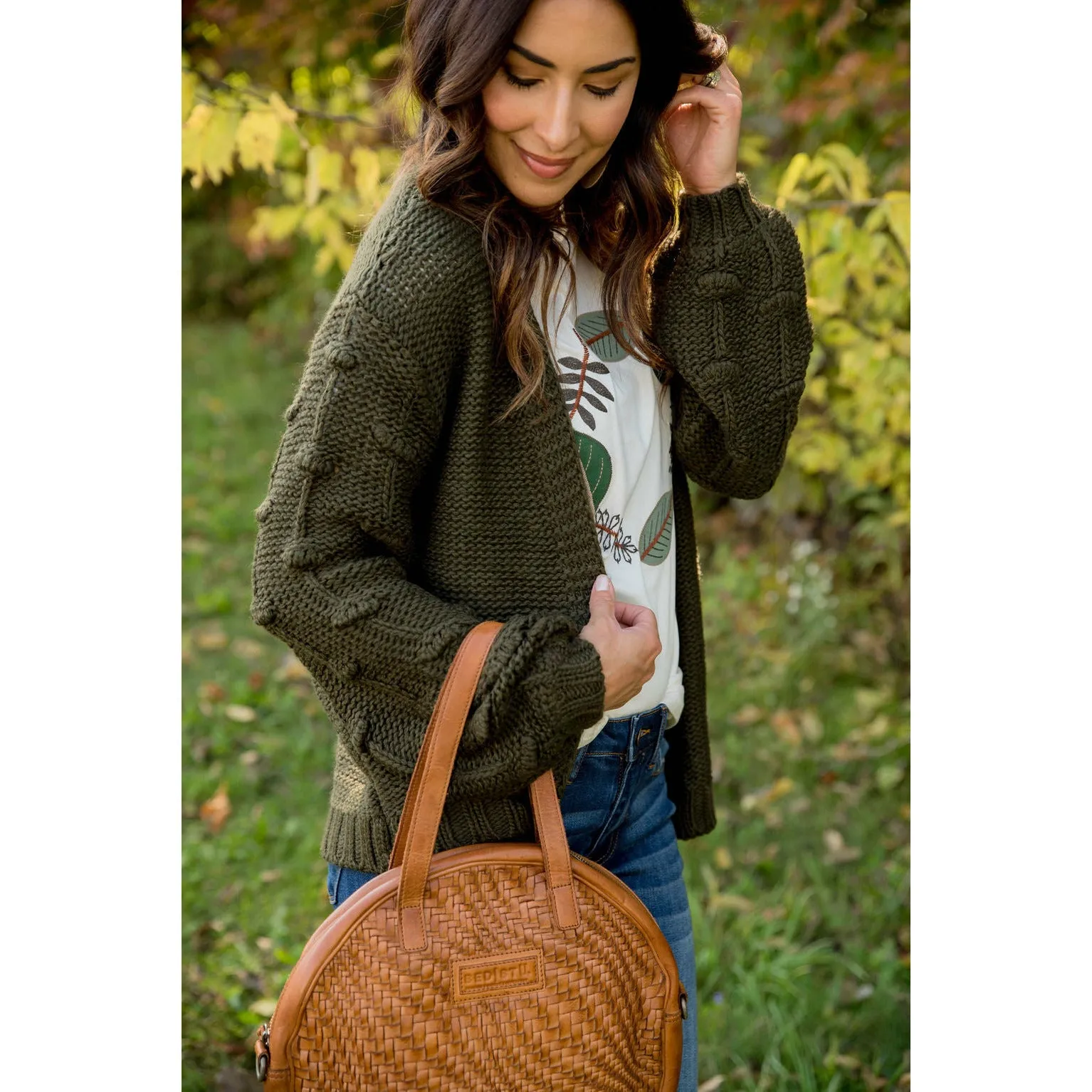 Knitted Detailed Sleeve Cardigan
