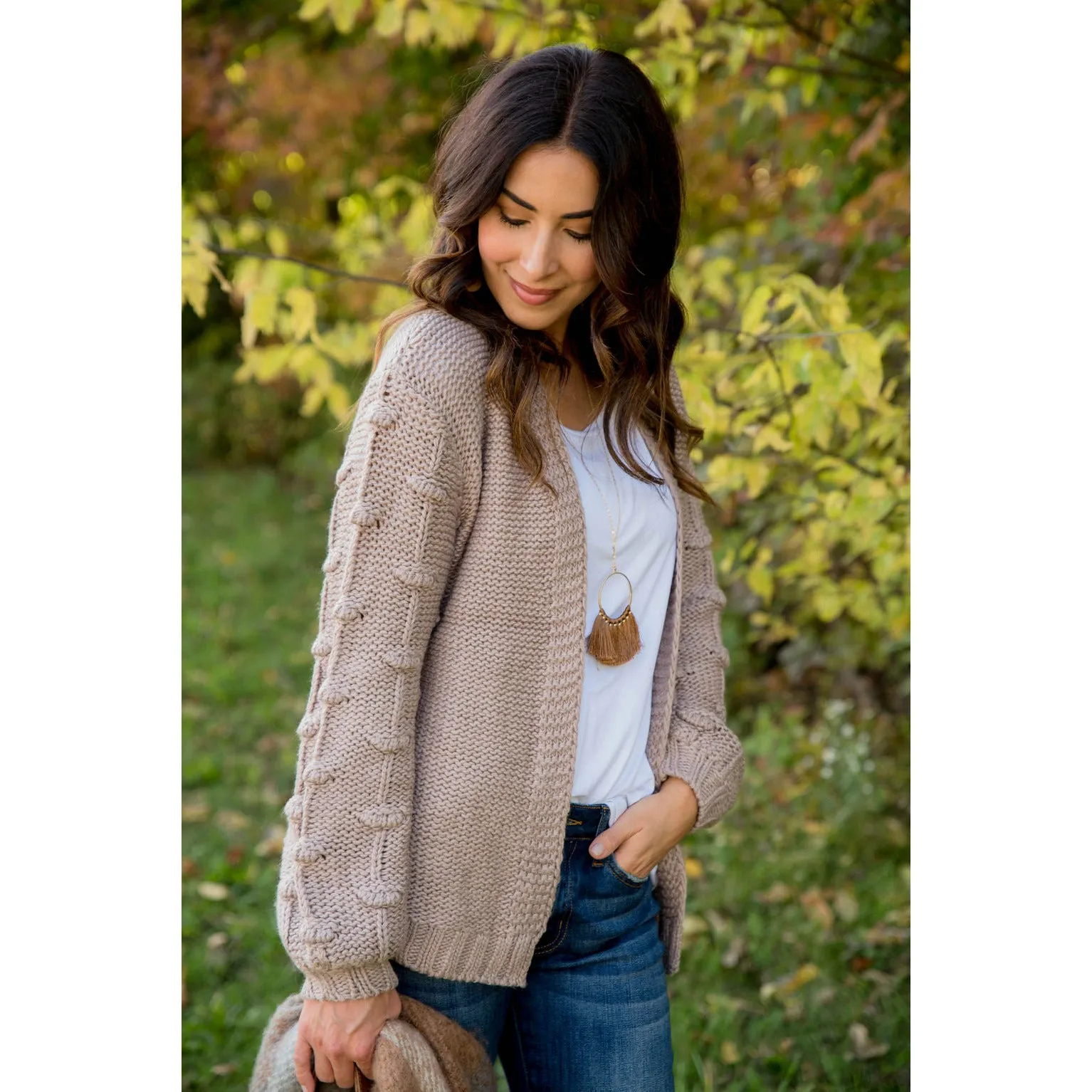 Knitted Detailed Sleeve Cardigan