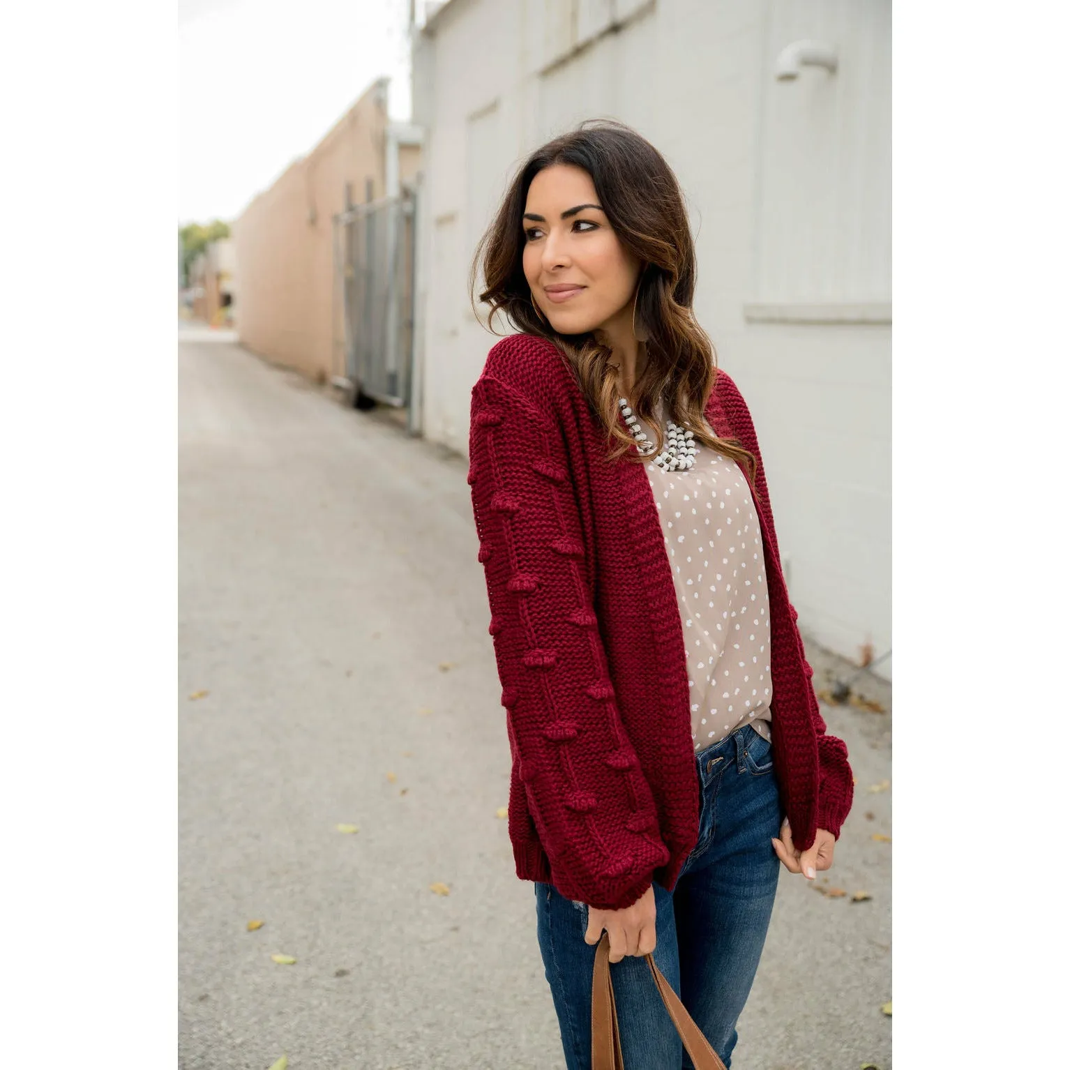 Knitted Detailed Sleeve Cardigan