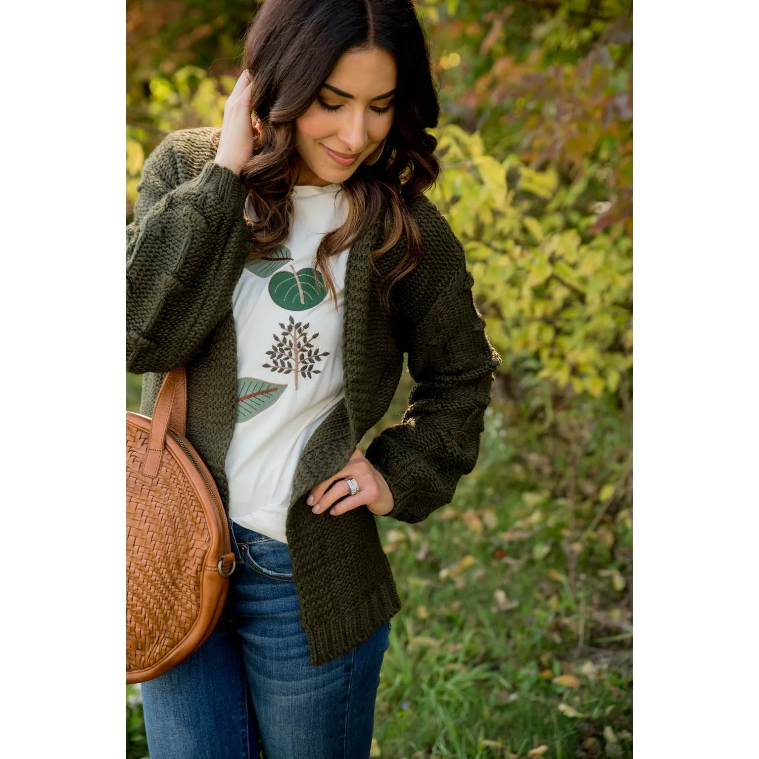 Knitted Detailed Sleeve Cardigan