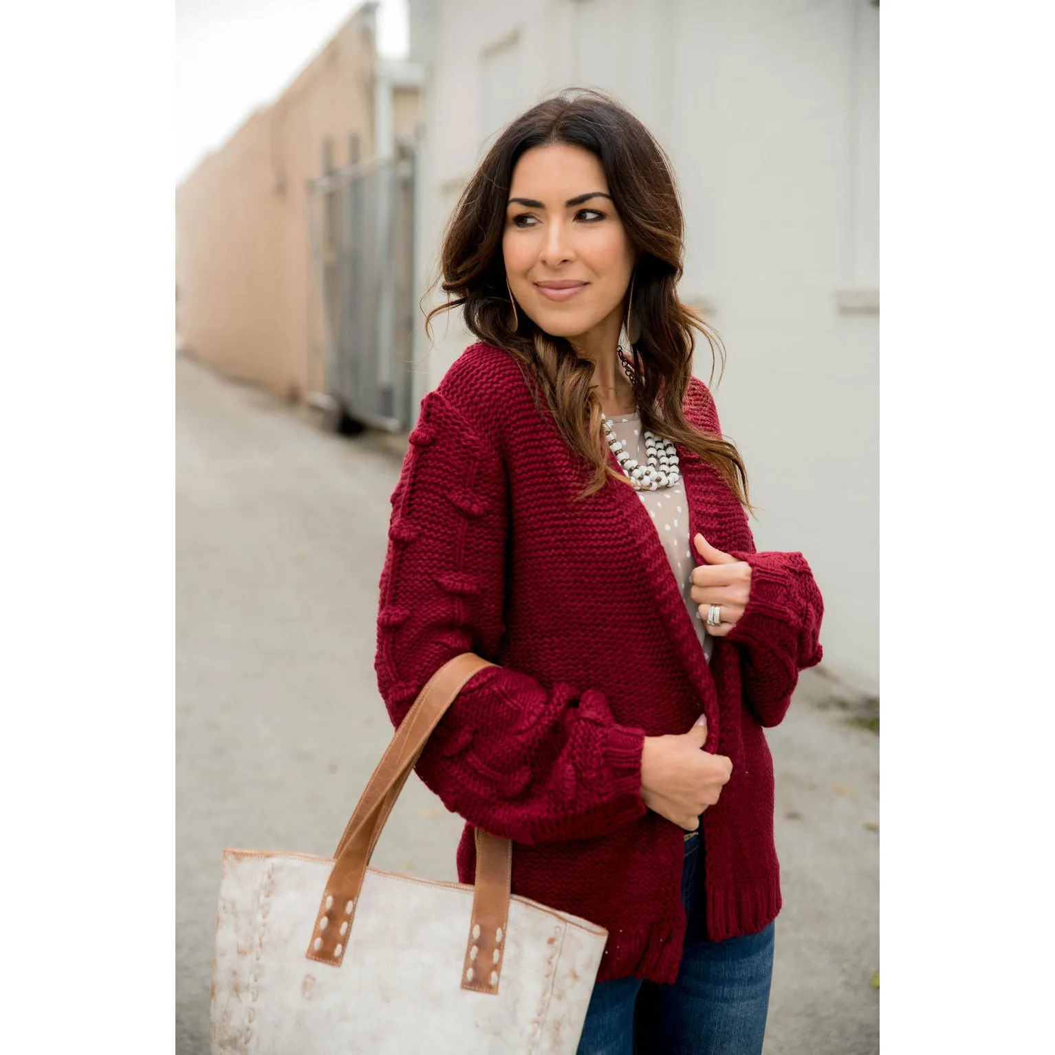 Knitted Detailed Sleeve Cardigan