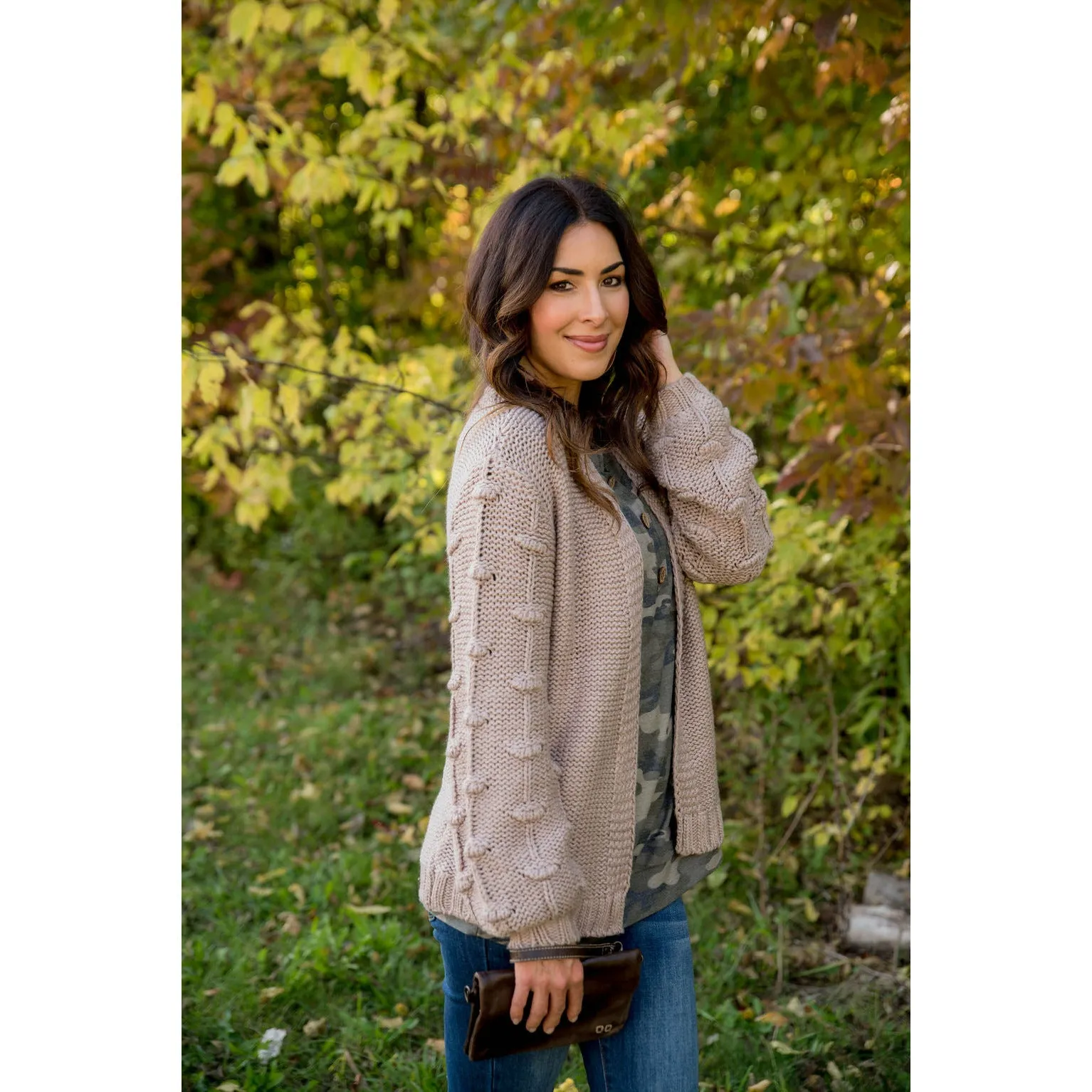 Knitted Detailed Sleeve Cardigan