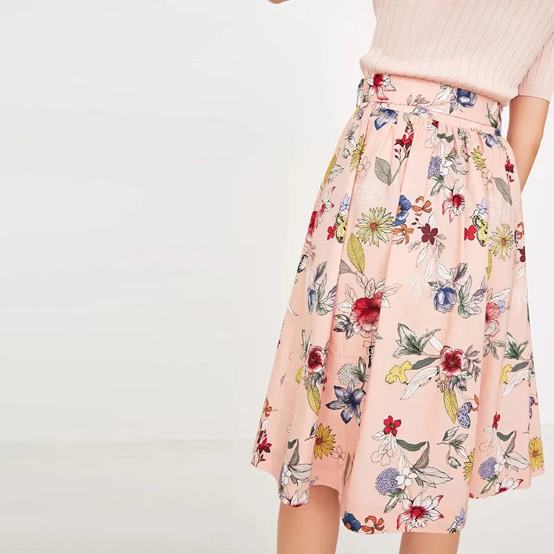 Lace-up Floral Skirt