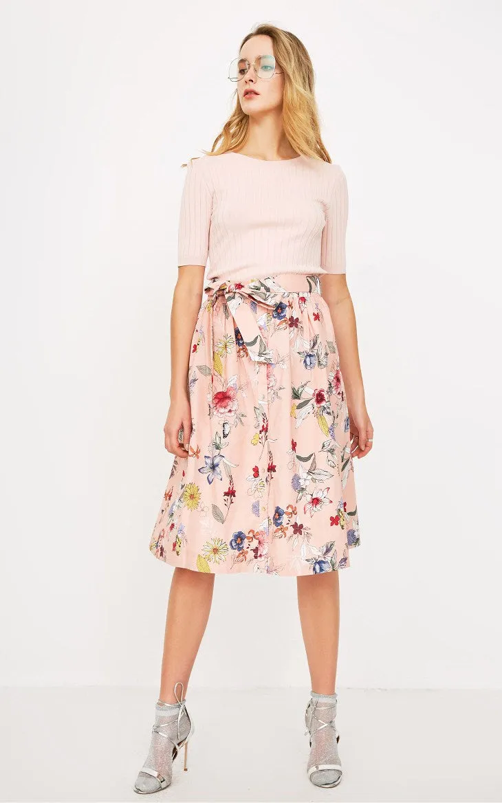 Lace-up Floral Skirt