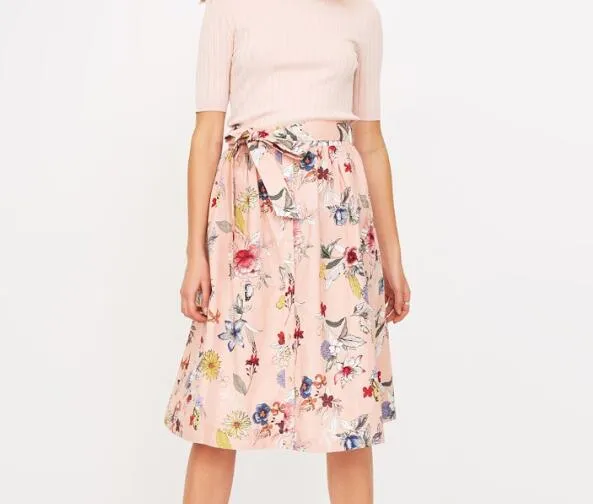 Lace-up Floral Skirt