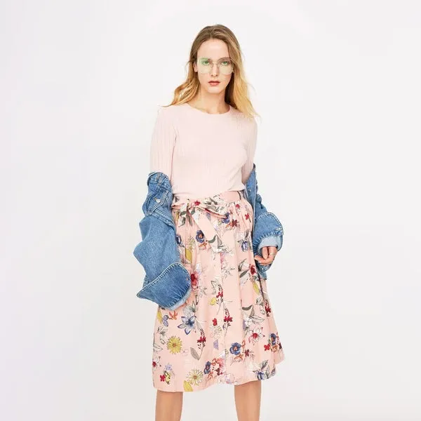 Lace-up Floral Skirt