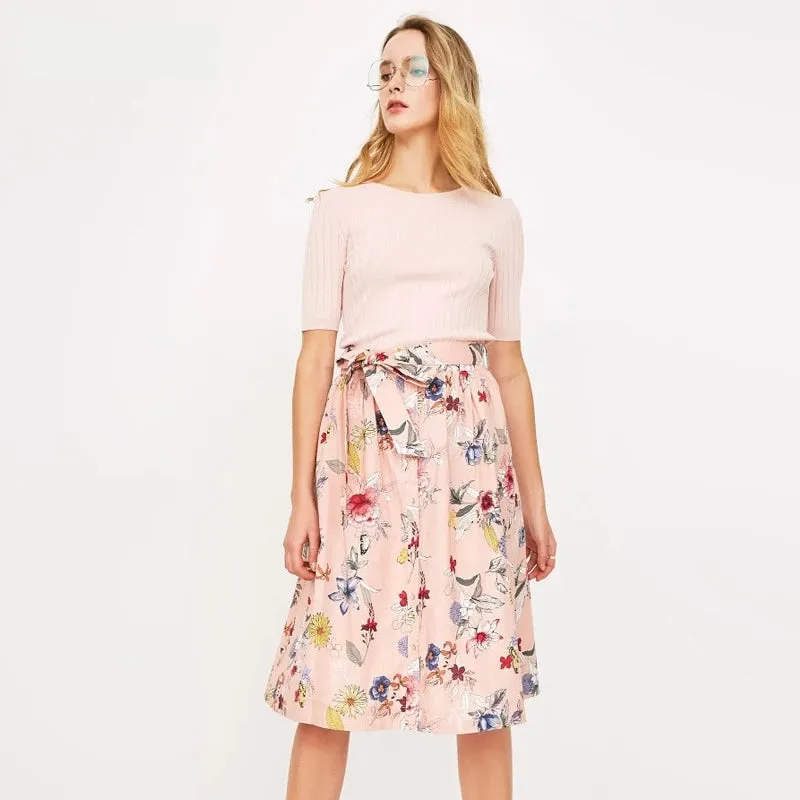 Lace-up Floral Skirt