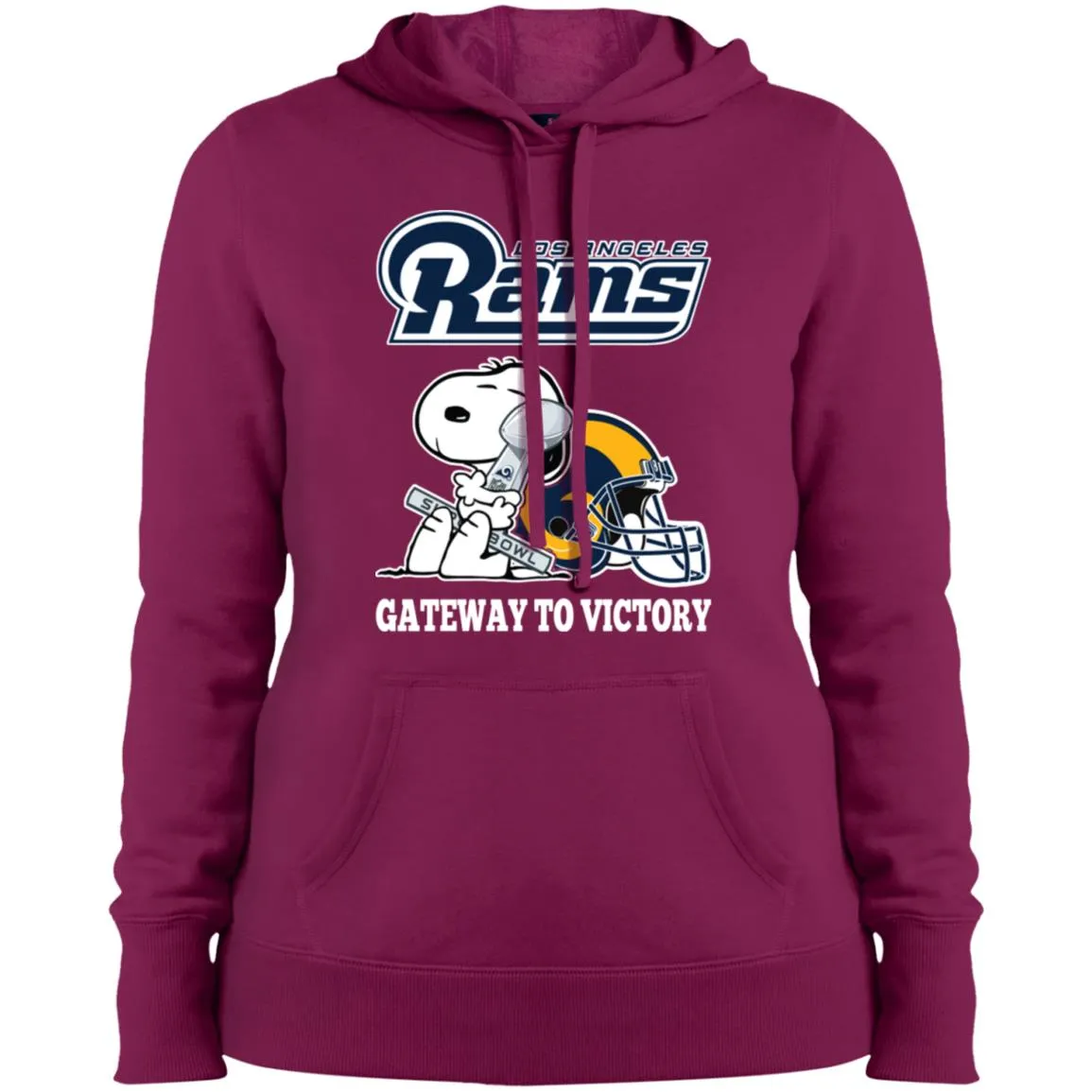 Los Angeles Rams Gateway To Victory Super Bowl 2019 Snoopy Football Nfl Women Hooded Sweatshirt