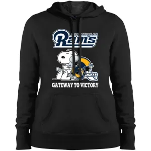 Los Angeles Rams Gateway To Victory Super Bowl 2019 Snoopy Football Nfl Women Hooded Sweatshirt