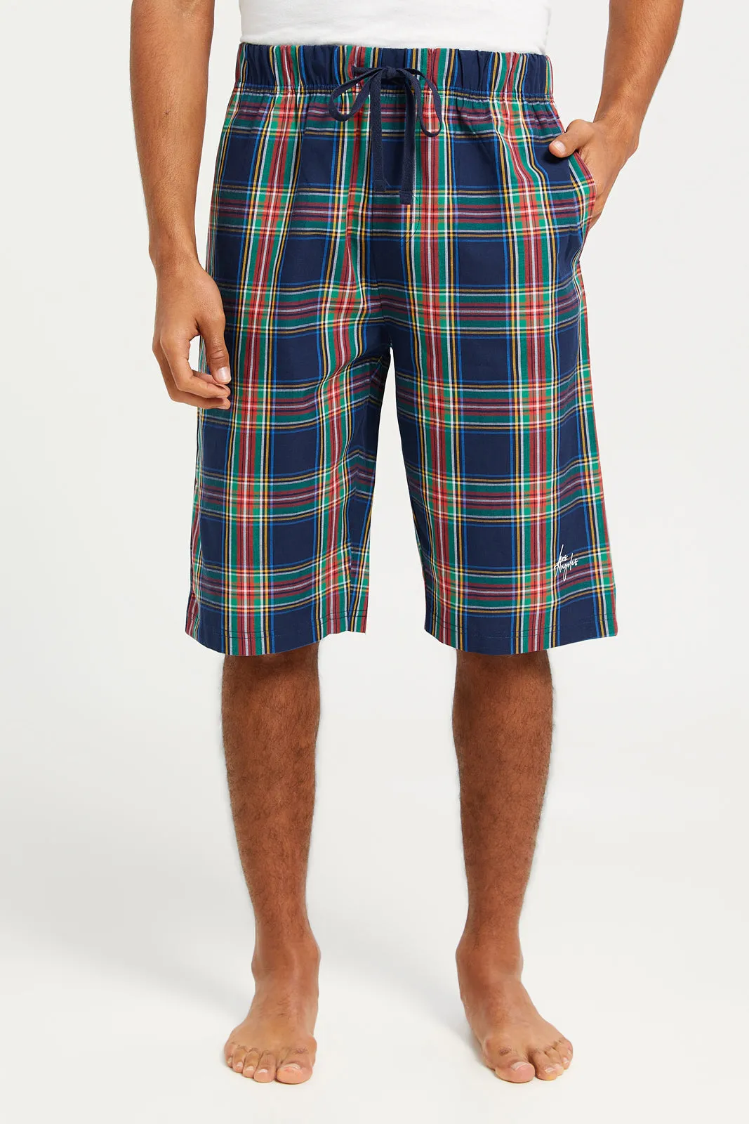 Men Navy T-Shirt And Shorts Pyjama Set (2 Piece)