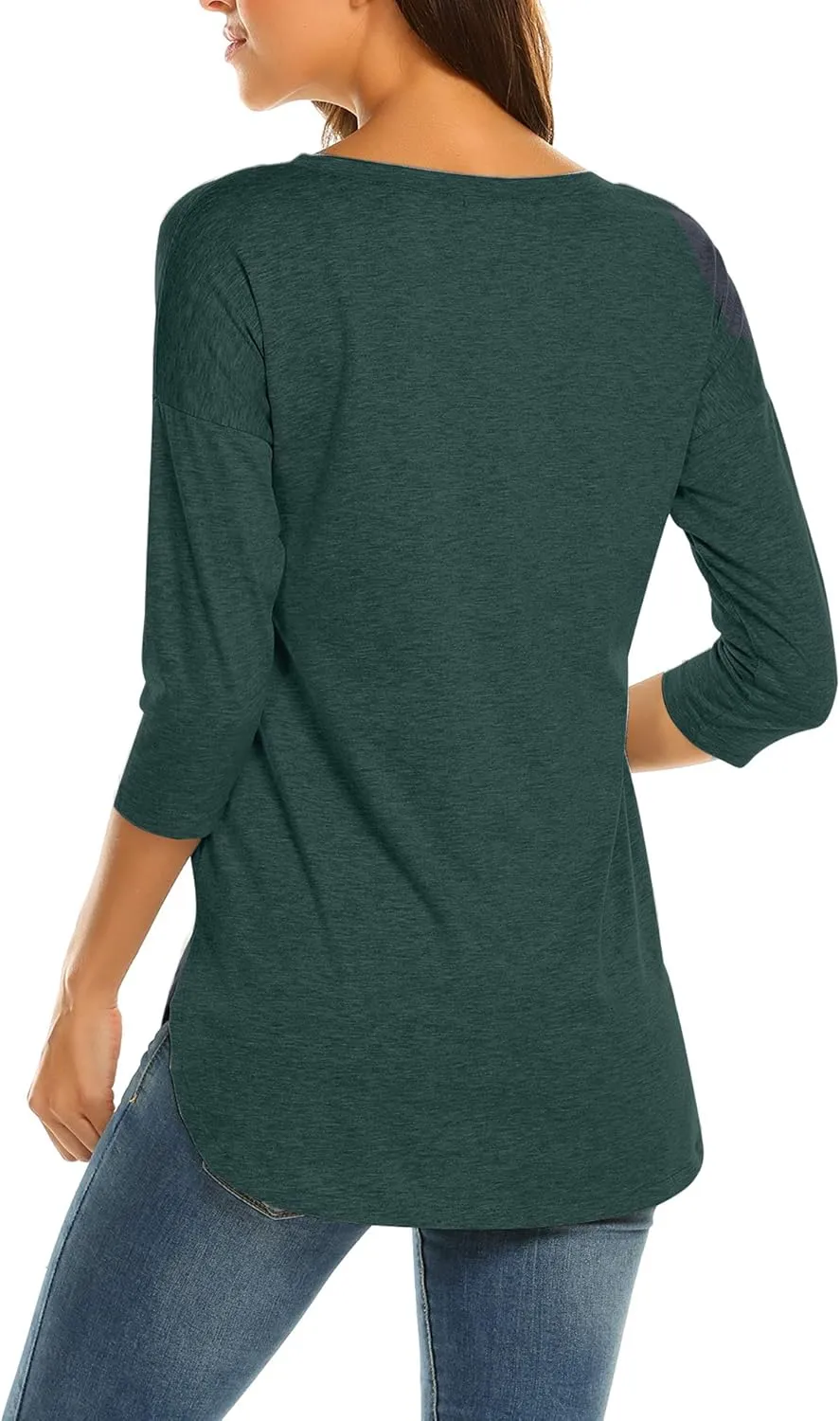 Sherosa Women's Casual 3/4 Sleeve Loose Tunic Tops Scoop Neck T-Shirt