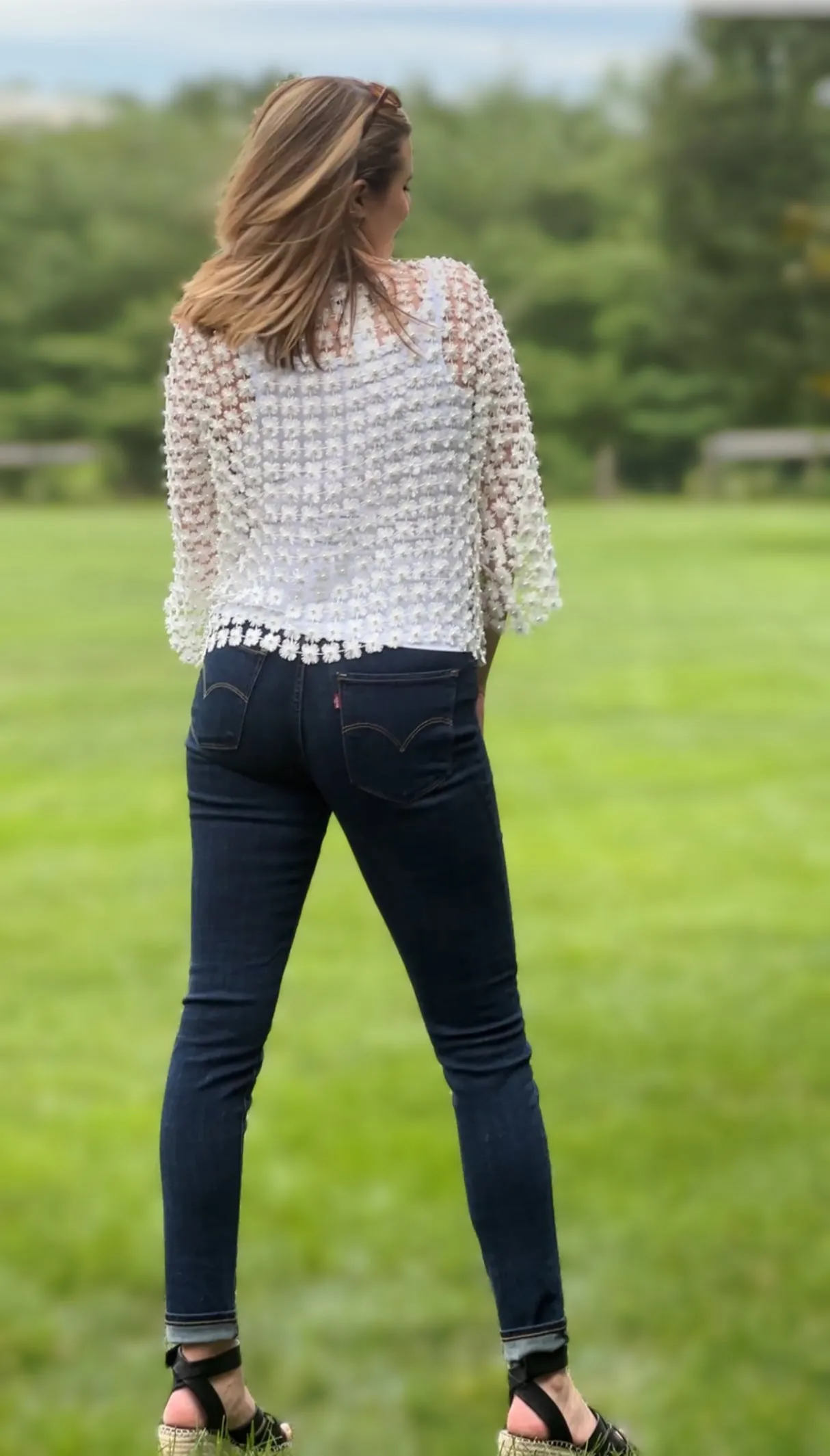 Short Lace coverup with all over Pearls attached  (Cream)