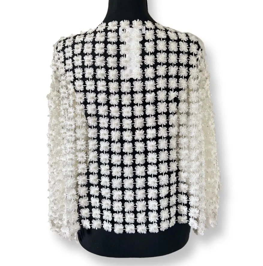 Short Lace coverup with all over Pearls attached  (Cream)