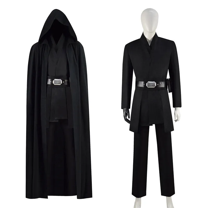 Star Wars Luke Skywalker Cosplay Costume Adult Jedi Luke Black Cloak Cape Outfit
