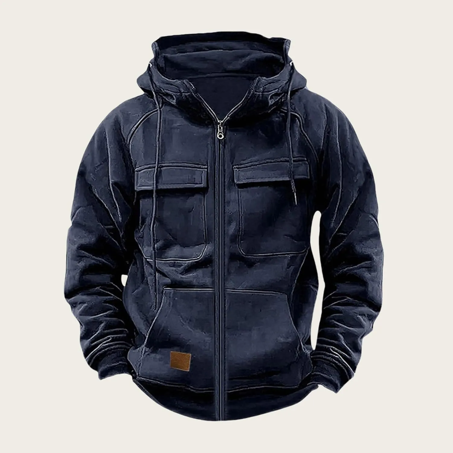 Tactical Sweatshirts Men Hoodies Full Zip Long Sleeve Workout Cargo Pullover Sport Outdoor Winter Jacket with Pocket