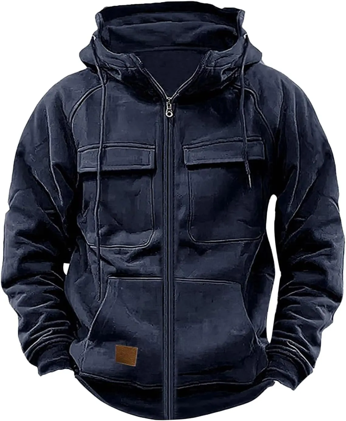 Tactical Sweatshirts Men Hoodies Full Zip Long Sleeve Workout Cargo Pullover Sport Outdoor Winter Jacket with Pocket