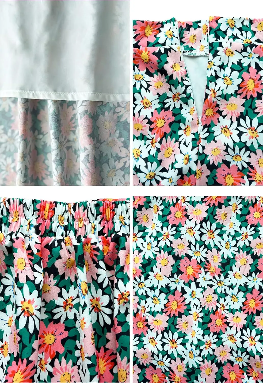 Womens Floral Print Midi Skirt Casual High Elastic Waist Zipper Vintage Long Boho Skirts for Women