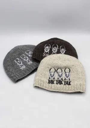 Yak Embroidered Woolen Hand Knitted Beanie