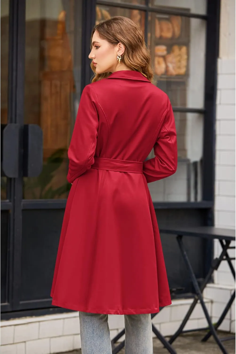 Zeagoo Women's Trench Coats Double-Breasted Long Coat with Belt