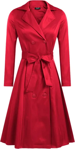 Zeagoo Women's Trench Coats Double-Breasted Long Coat with Belt